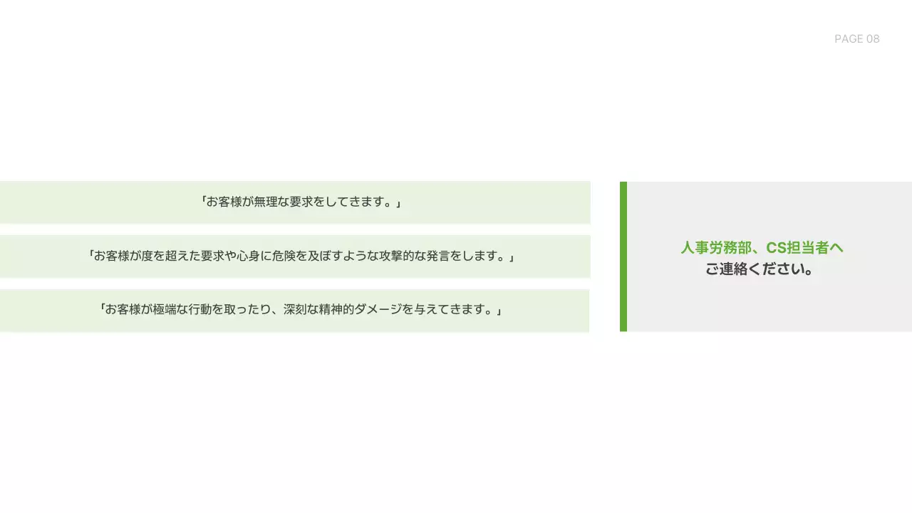 緑 シンプル カスタマーサポート 資料 プレゼンテーション