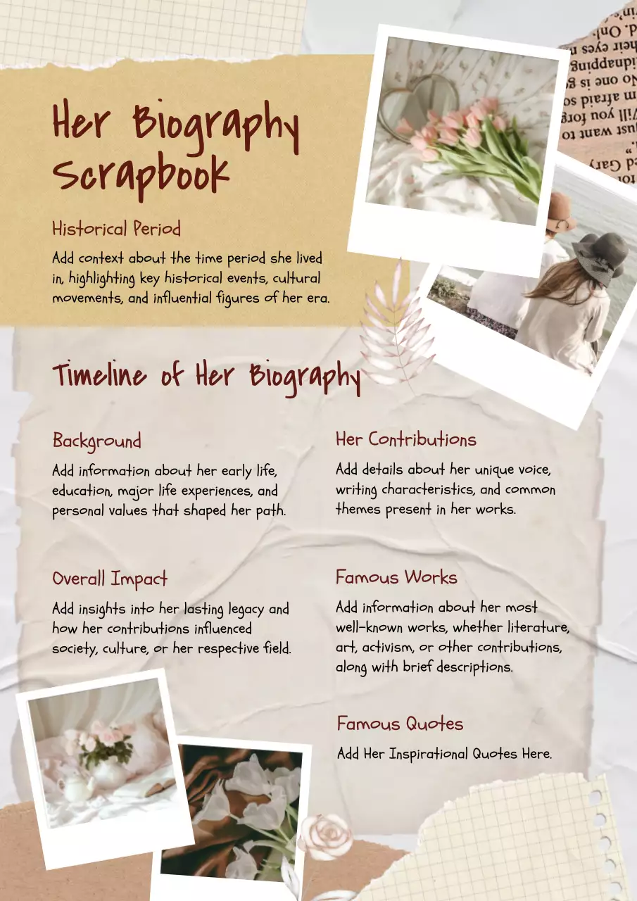 Beige Vintage Biography Guide Poster