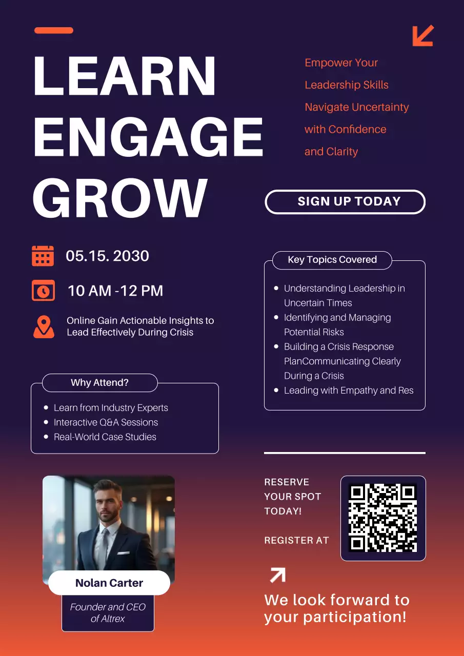 Purple Modern Leadership Event Poster