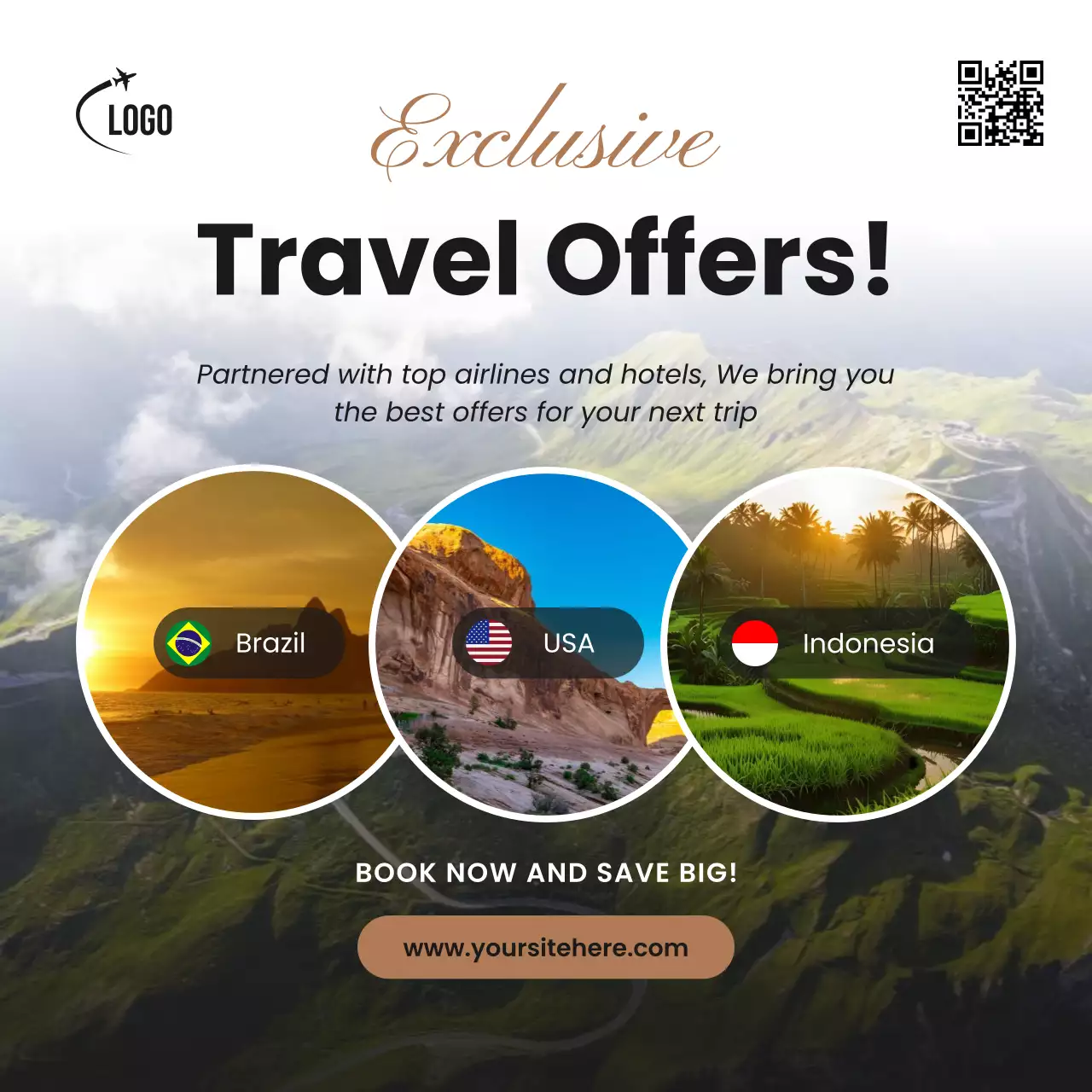 White Modern Travel Promotion Social Media Post