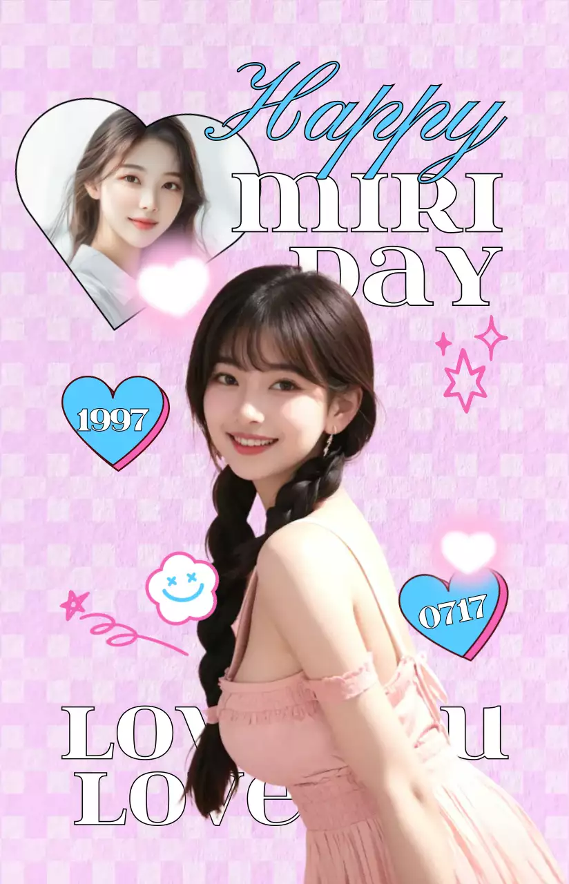 ピンク 水色 キッチュ アイドル フォトカード