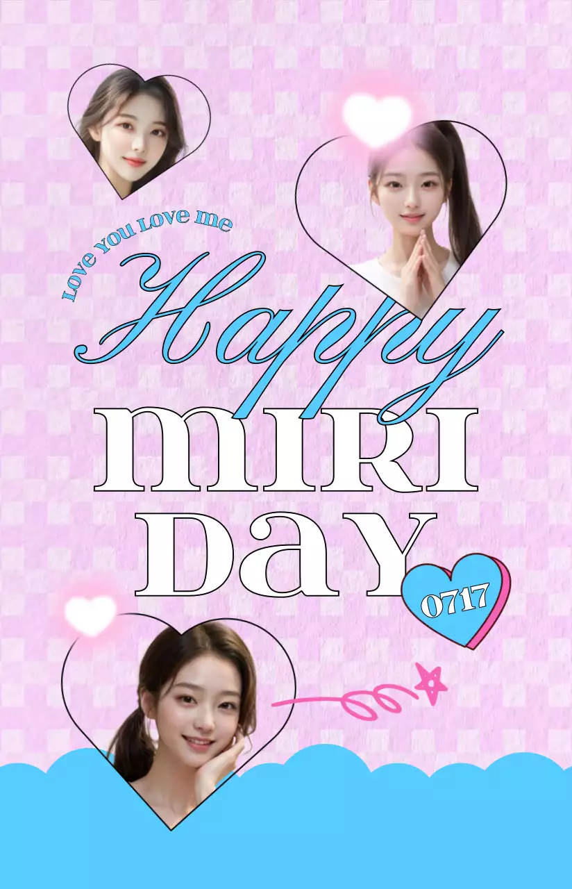 ピンク 水色 キッチュ アイドル フォトカード