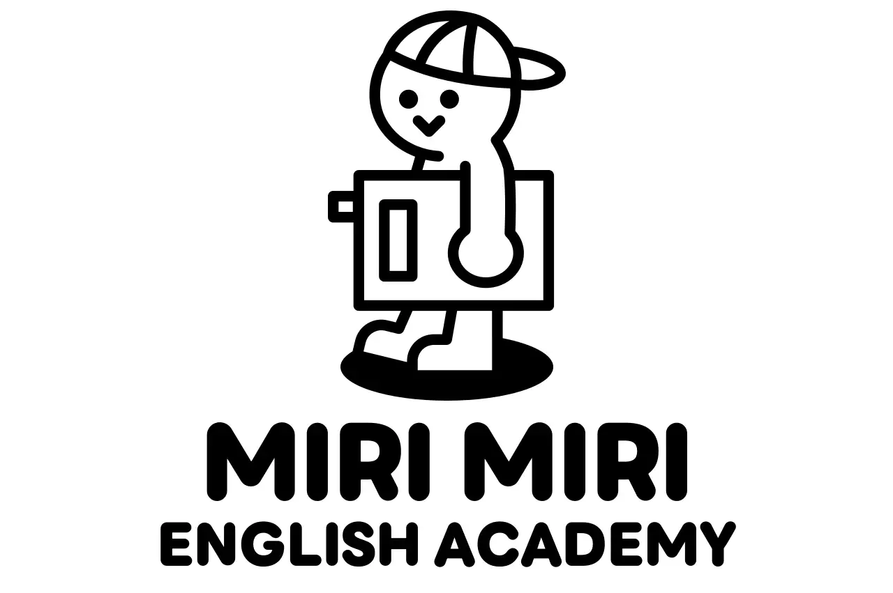 귀여운 캐릭터가 있는 영어학원 교육 로고