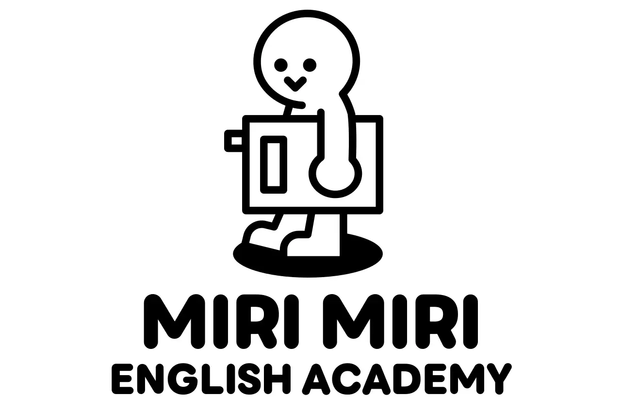 귀여운 캐릭터가 있는 영어학원 교육 로고