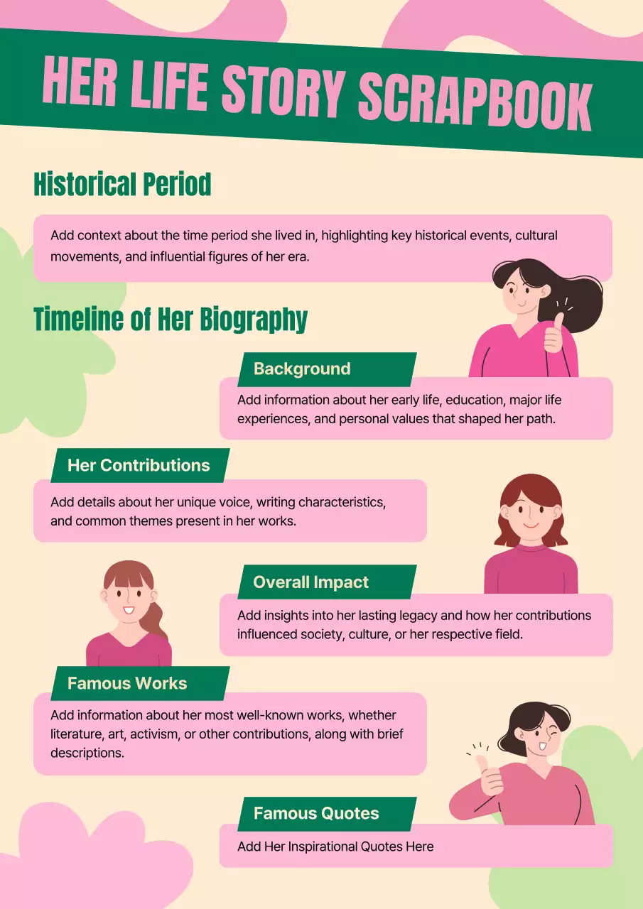 Pink Vintage Biography Scrapbook Poster