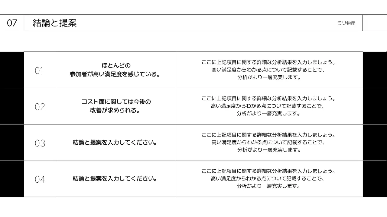 白 シンプル アンケート 報告書 プレゼンテーション