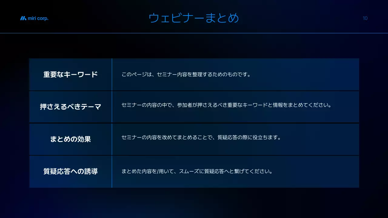 青 モダン セミナー 資料 プレゼンテーション