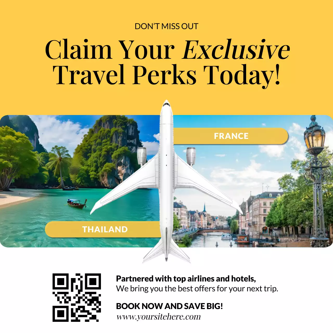 Yellow Modern Travel Promotion Social Media Post