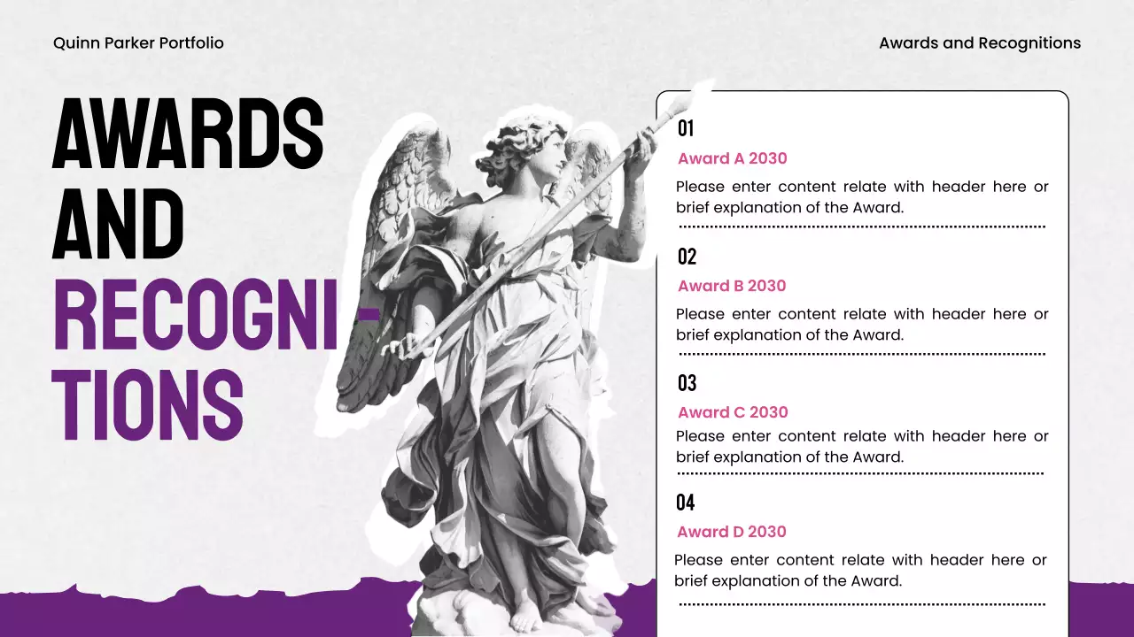 Trình bày danh mục đồ họa hiện đại màu tím