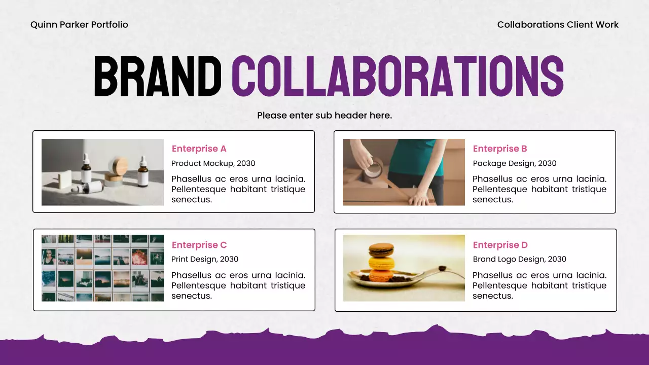 Trình bày danh mục đồ họa hiện đại màu tím