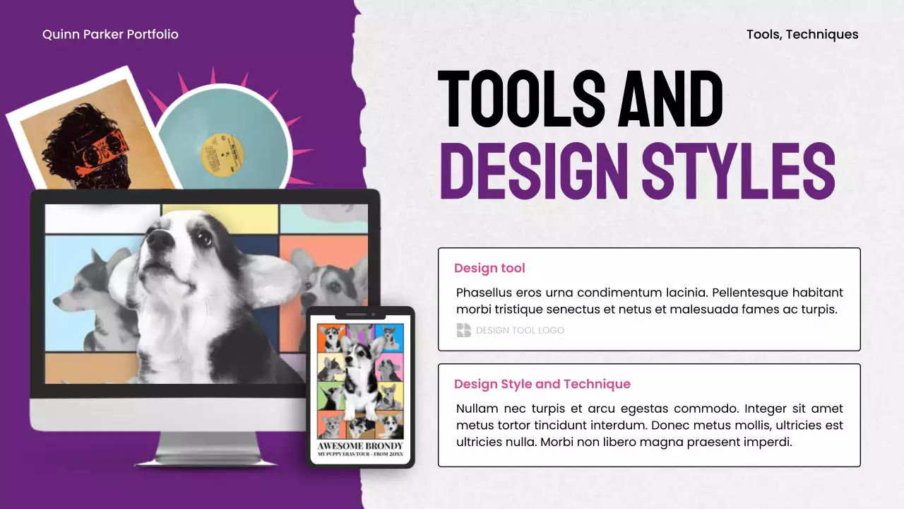 Trình bày danh mục đồ họa hiện đại màu tím