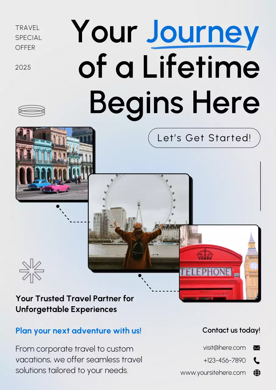 Blue Modern Travel Promotion Poster