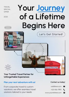 Blue Modern Travel Promotion Poster