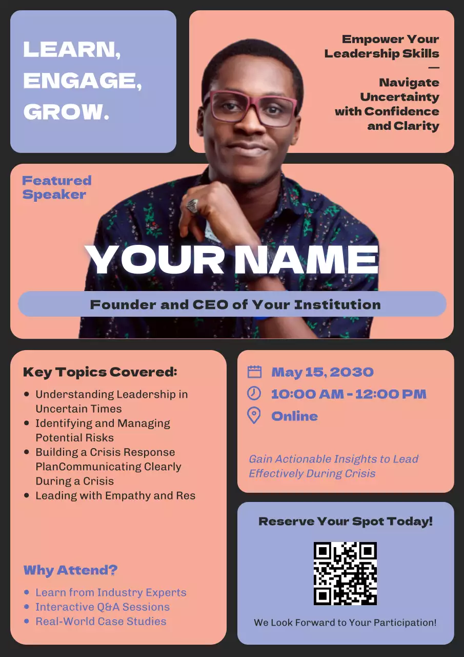 Pink Modern Leadership Webinar Promotion Poster