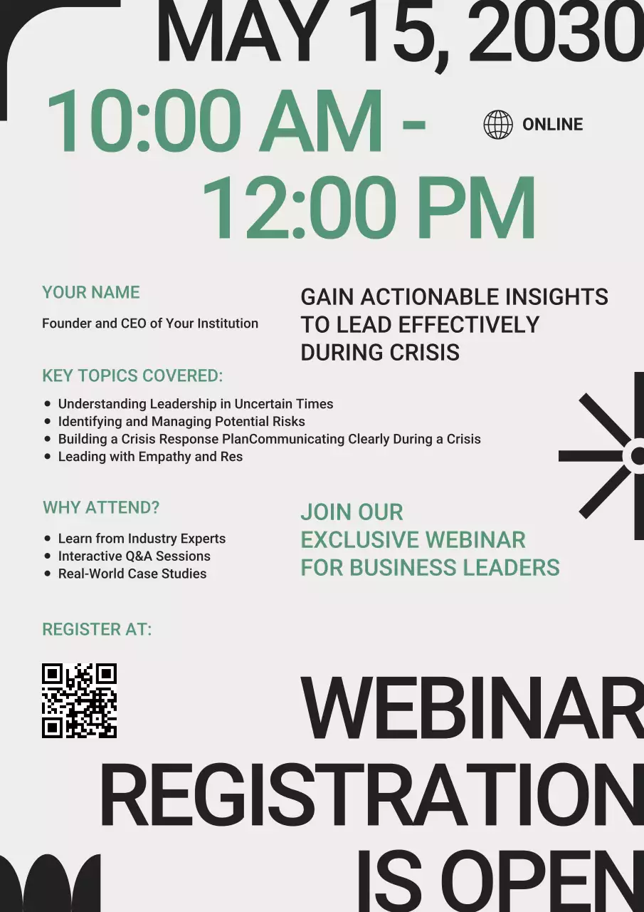 White Modern Leadership Webinar Poster