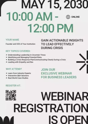 White Modern Leadership Webinar Poster