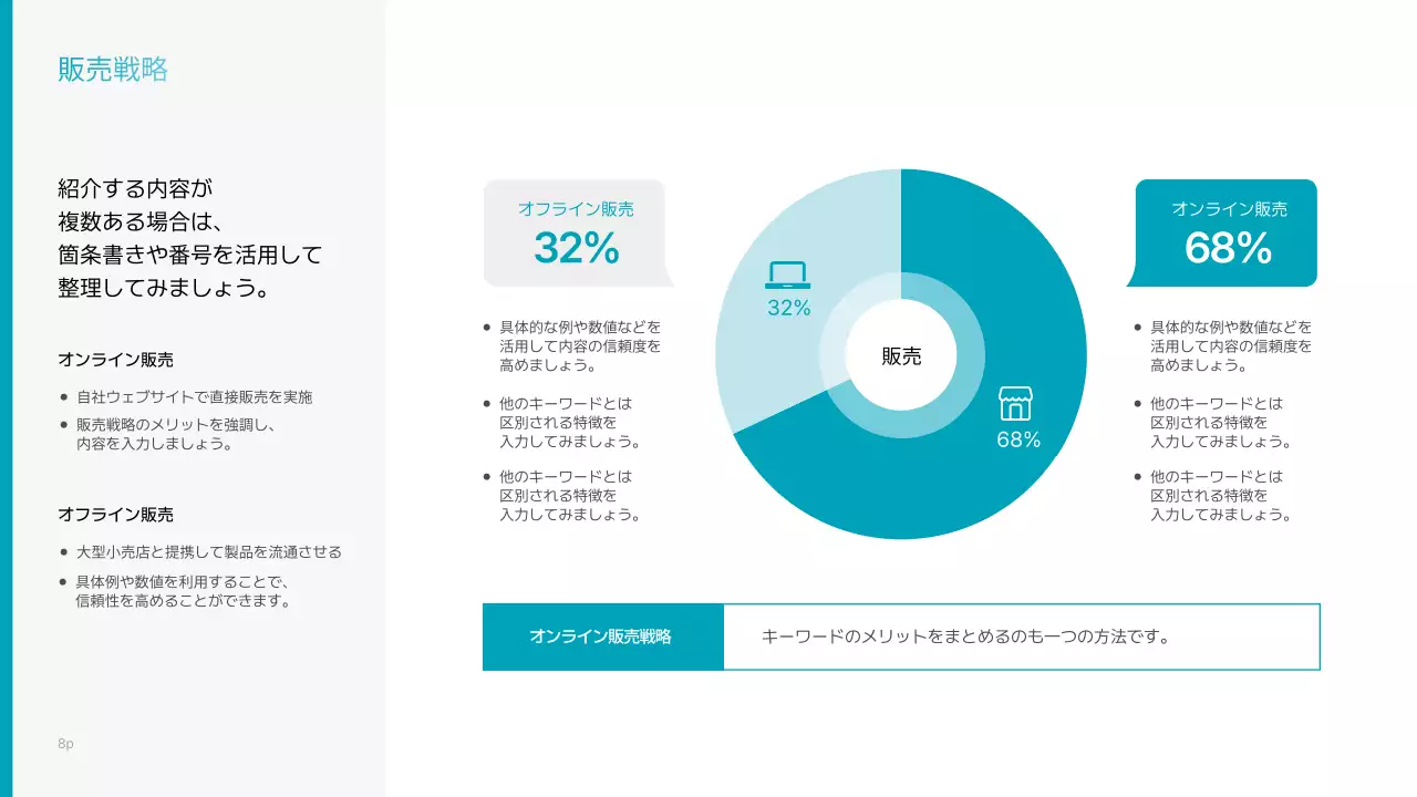 青 シンプル マーケティング 企画書 プレゼンテーション