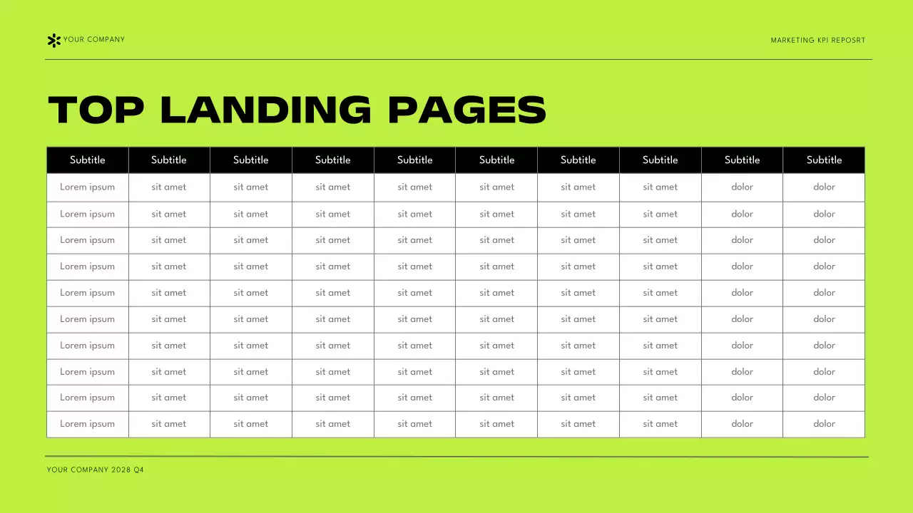 Black Green Modern Marketing KPI Report Presentation