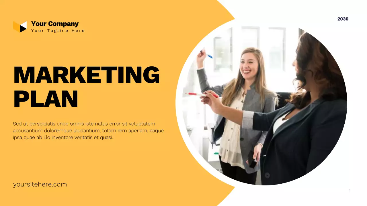 Yellow and Navy Modern Marketing Plan Presentation