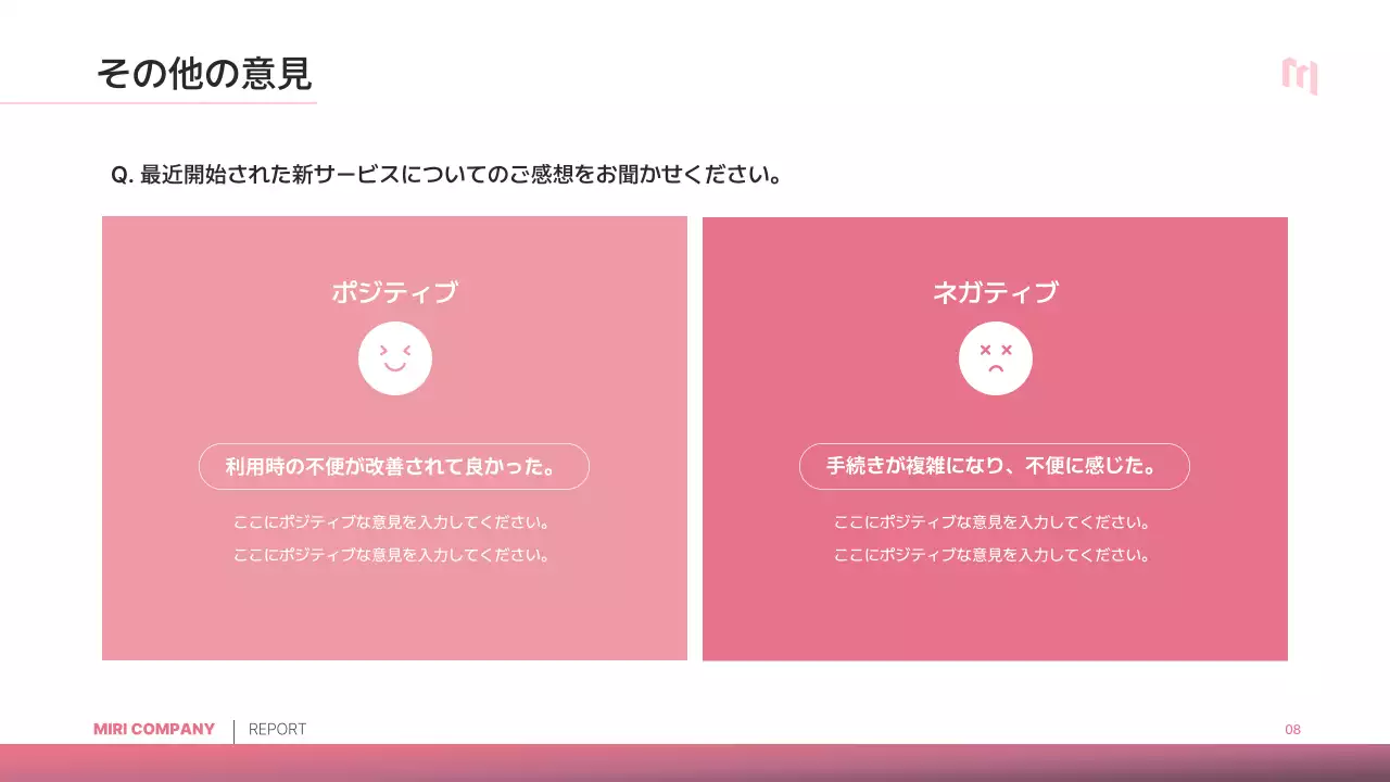 ピンク シンプル アンケート 報告書 プレゼンテーション