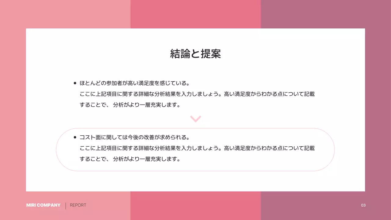 ピンク シンプル アンケート 報告書 プレゼンテーション