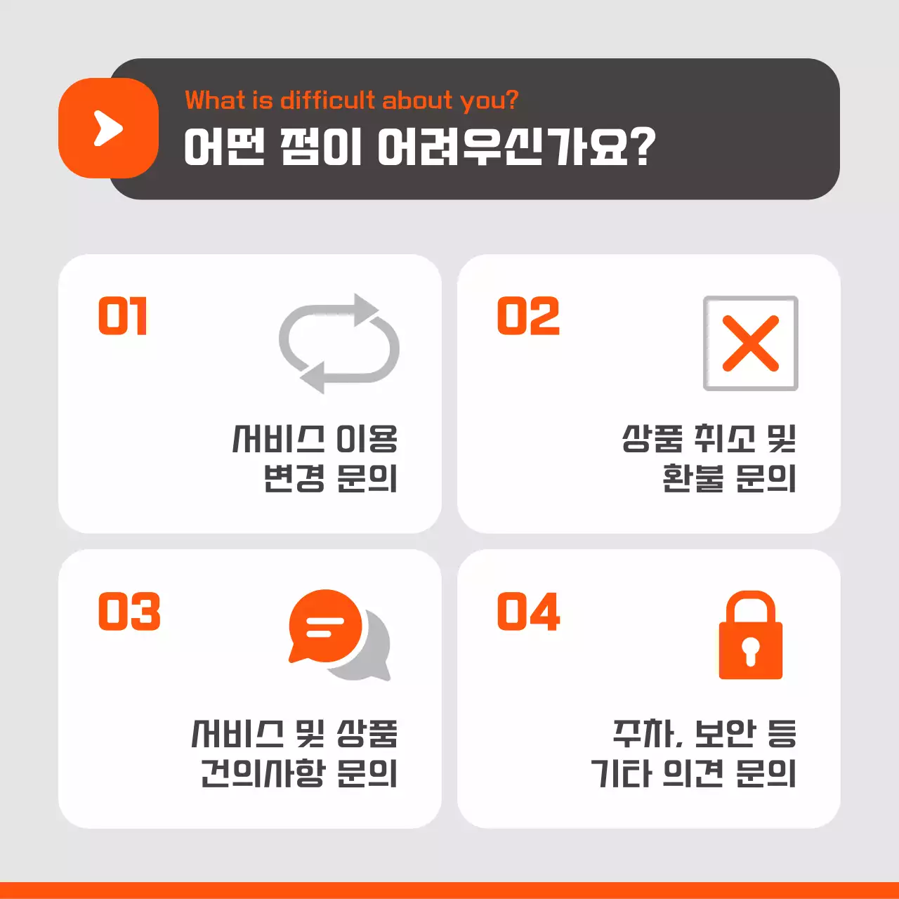 주황 심플 고객센터 안내