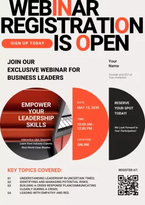 White and Orange Business Webinar Poster