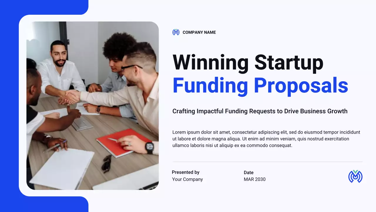 Blue and Green Modern Startup Funding Proposal Presentation
