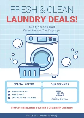 Blue Modern Laundry Promotion Poster