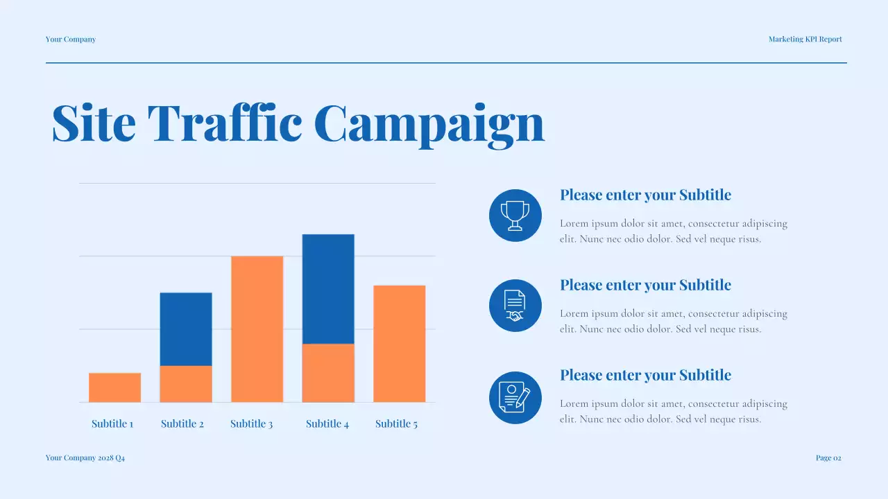 Blue Modern Marketing KPI Report Presentation
