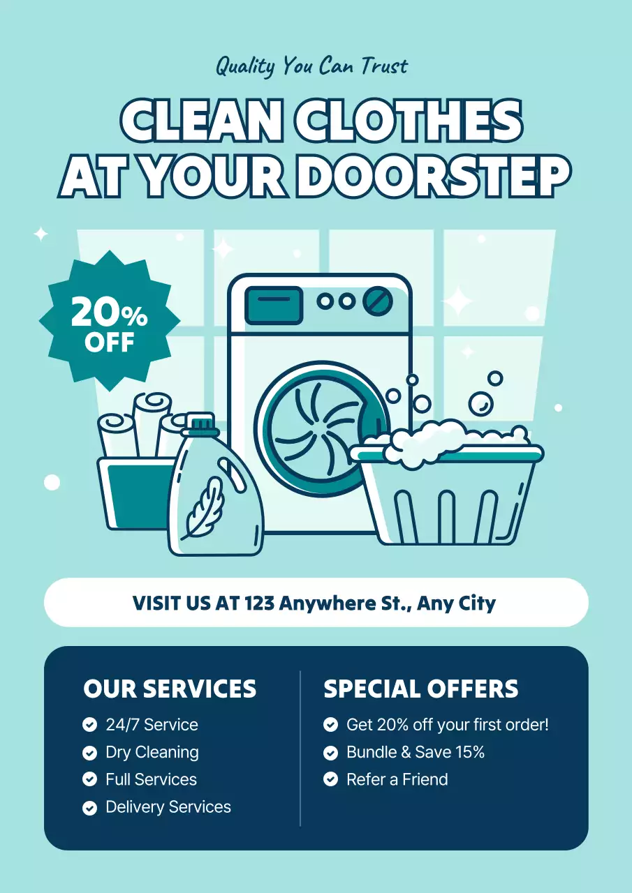 teal modern laundry promotion