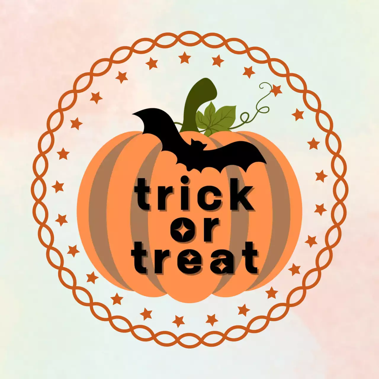 주황 빈티지 할로윈 스티커