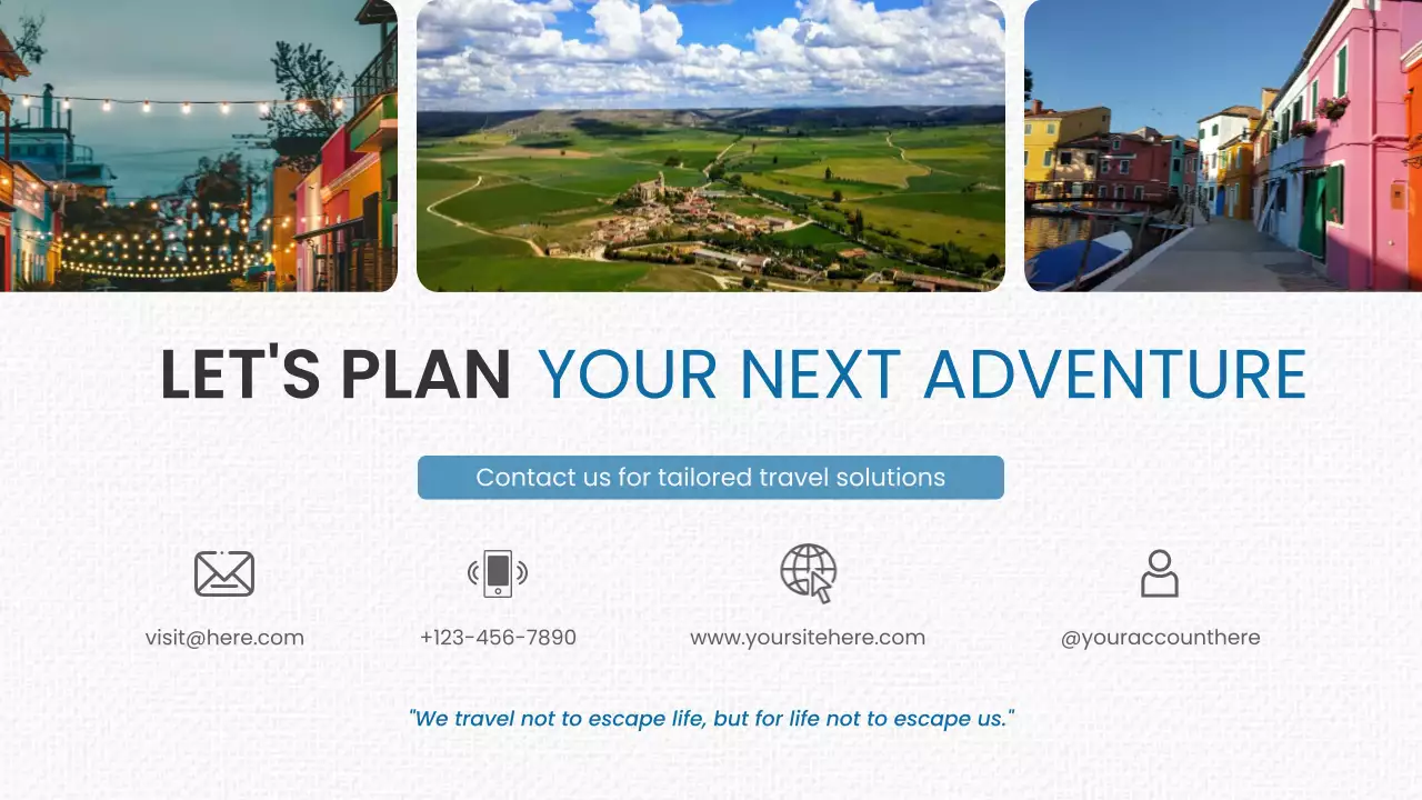 Blue Modern Travel Promotion Presentation