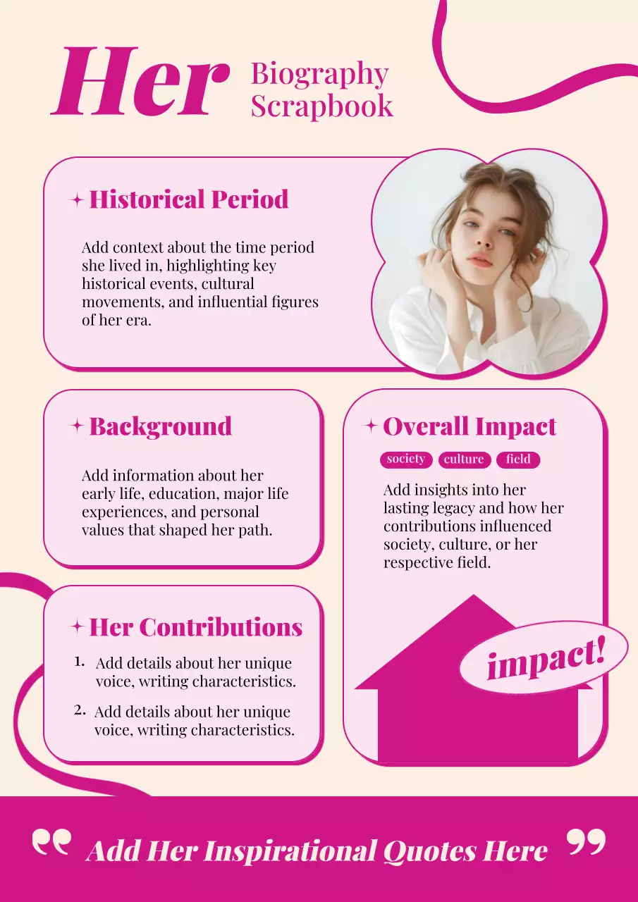 pink elegant biography planner