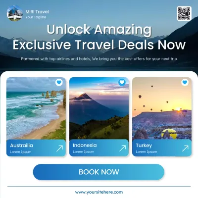 Blue Modern Travel Promtion Social Media Post