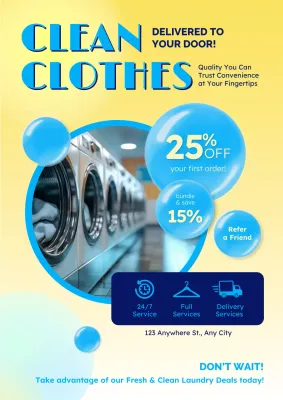 Blue Modern Laundry Promotion Poster