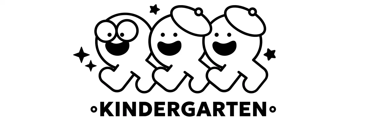 흑백 아기자기한 유아 교육 로고