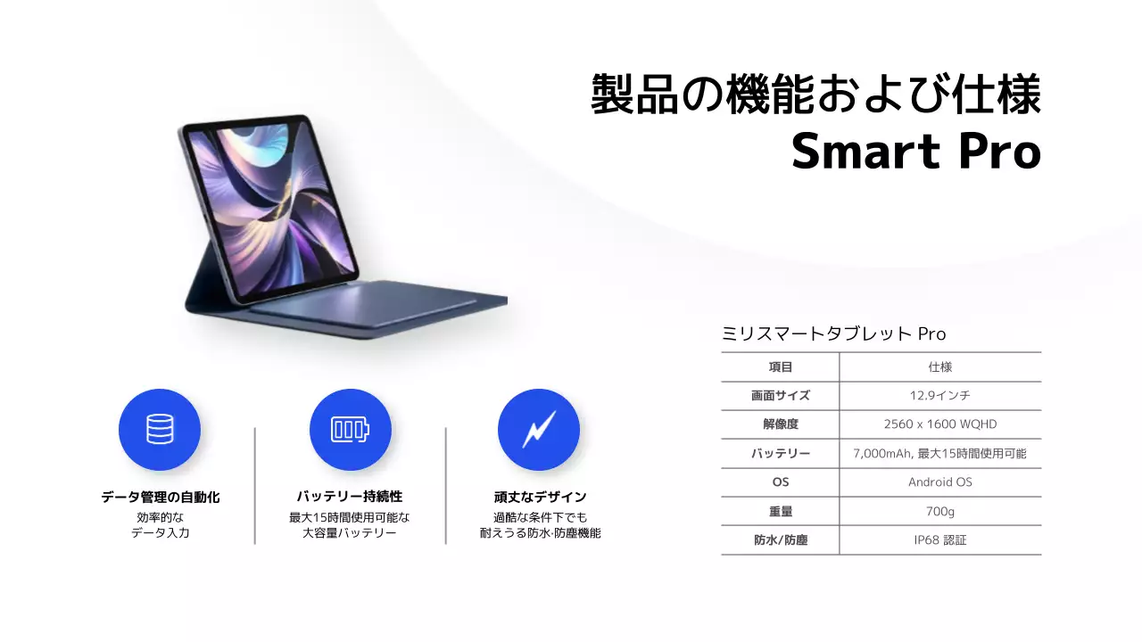 白 モダン タブレット 資料 プレゼンテーション