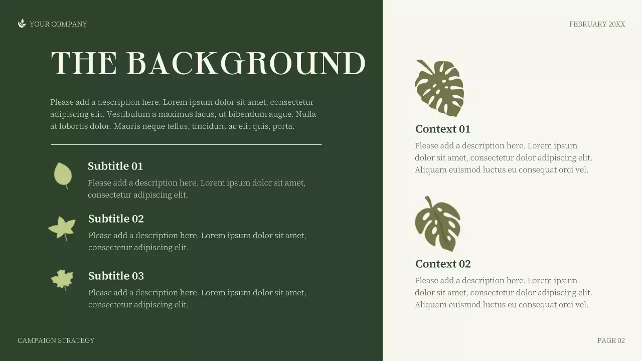 Green Minimalist Business Campaign Strategy Presentation