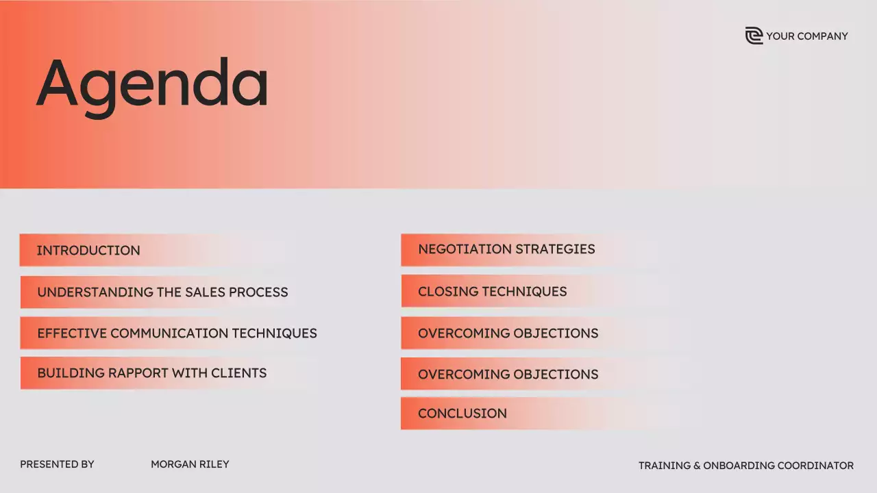 Orange Modern Sales Training Presentation