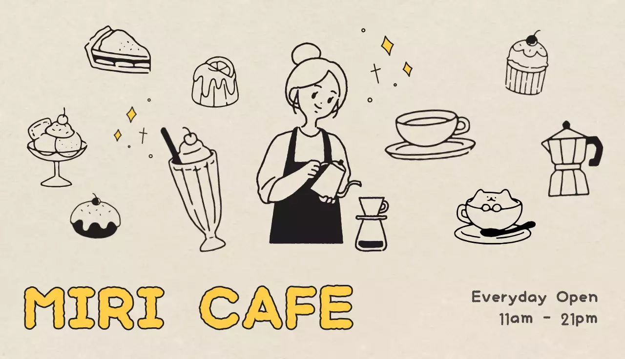 ベージュ かわいい イラスト カフェ ショップカード 商店カード