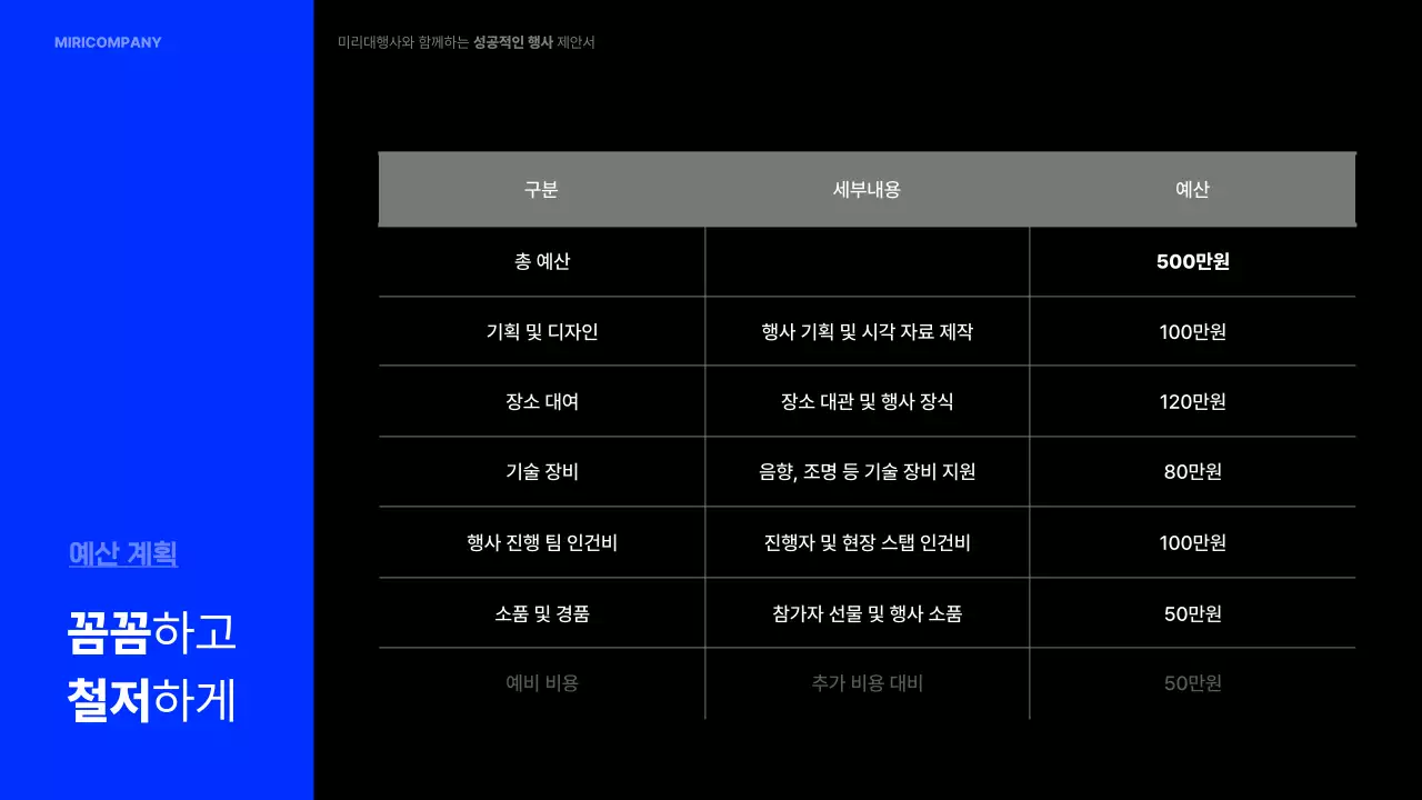 파랑 모던 행사 제안