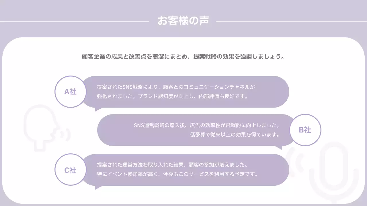 ラベンダー シンプル ソーシャルメディア 提案書 プレゼンテーション