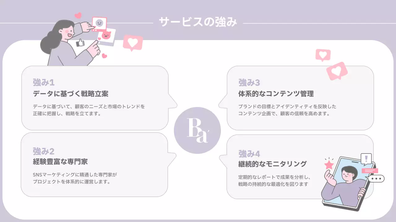 ラベンダー シンプル ソーシャルメディア 提案書 プレゼンテーション
