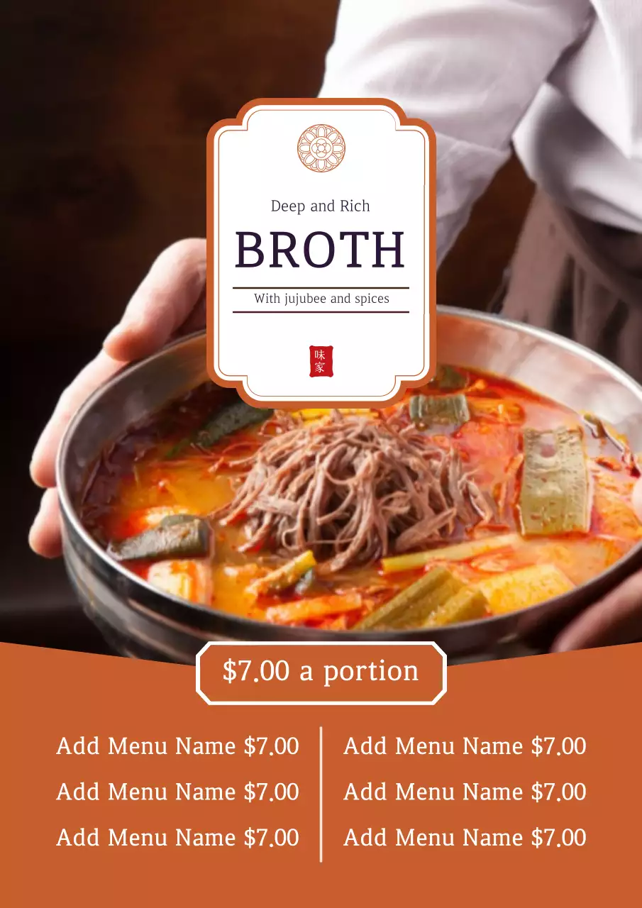 Orange Traditional Broth Promotion Poster