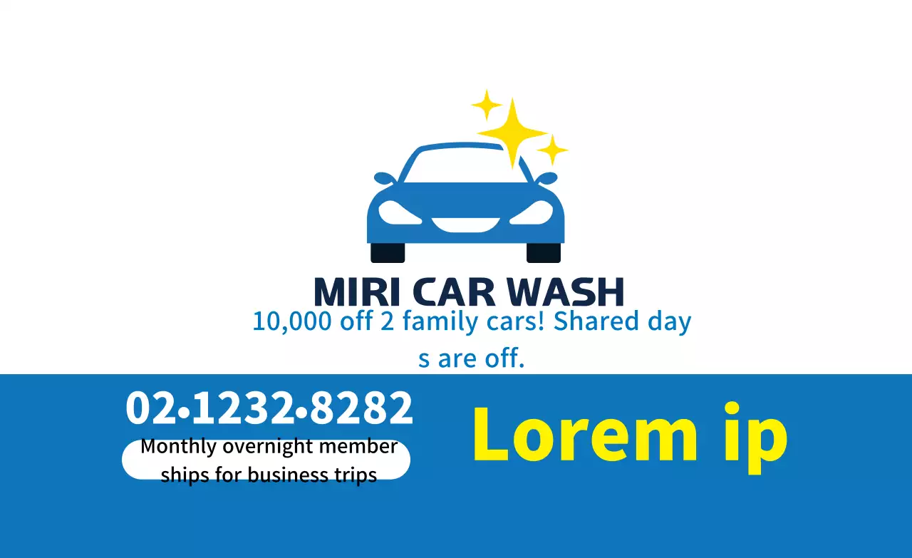 Clean rental car label with blue illustration