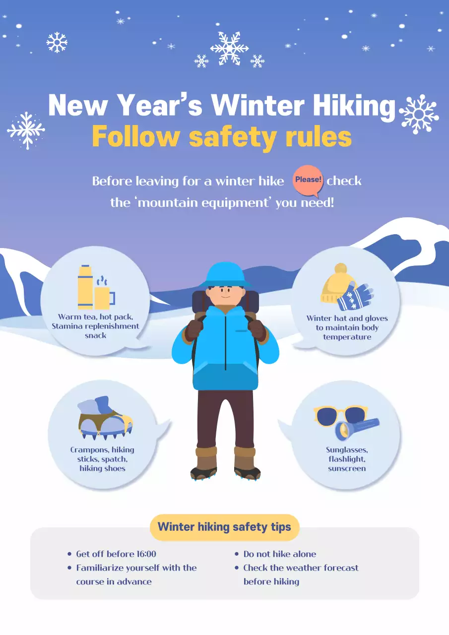 Blue Modern Hiking Guide Poster