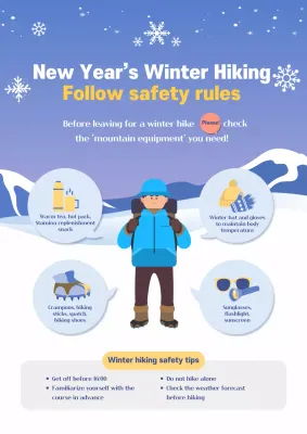 Blue Modern Hiking Guide Poster