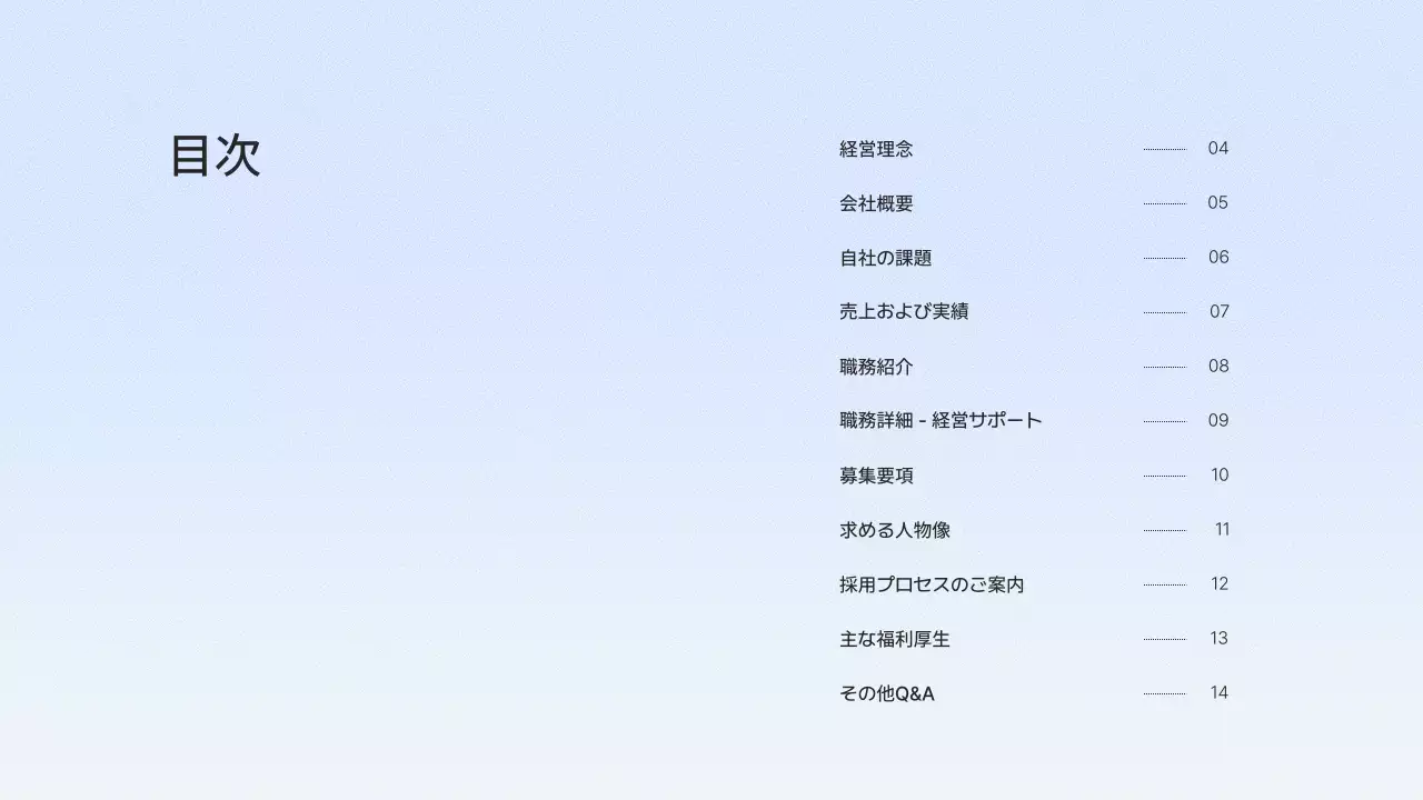 青 シンプル 採用 プレゼンテーション