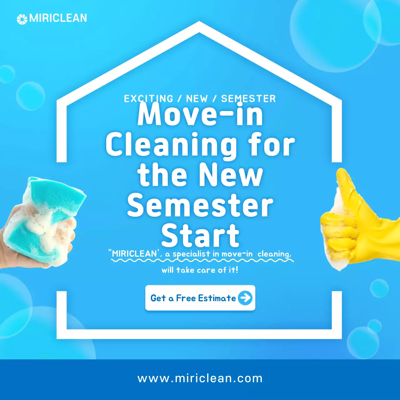 Blue Modern Cleaning Promotion Social Media Post